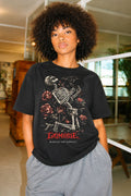 Grimrose Skeleton & Roses Black Graphic T-Shirt