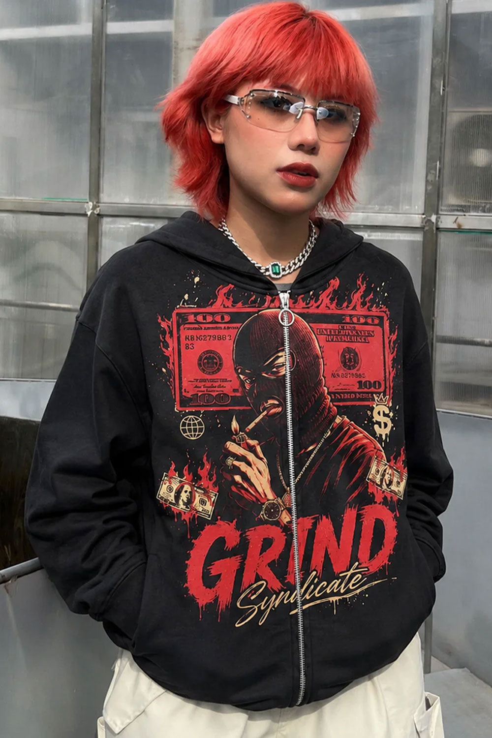 Grind Syndicate Money Graphic Zip-Up Hoodie