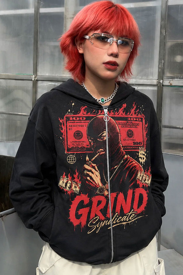 Grind Syndicate Money Graphic Zip-Up Hoodie