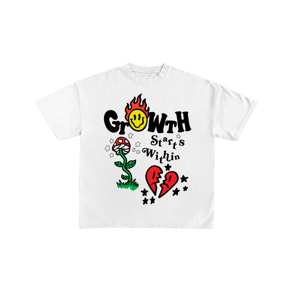 Growth Starts Within Retro White Graphic Tee