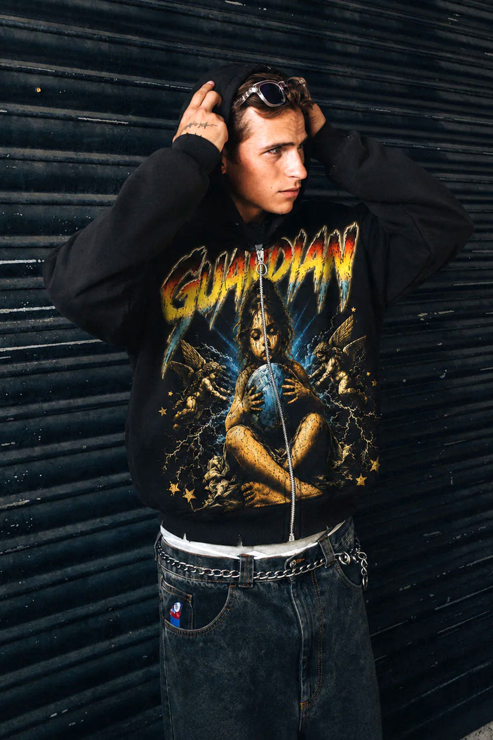 Guardian Angel World Black Zip Hoodie