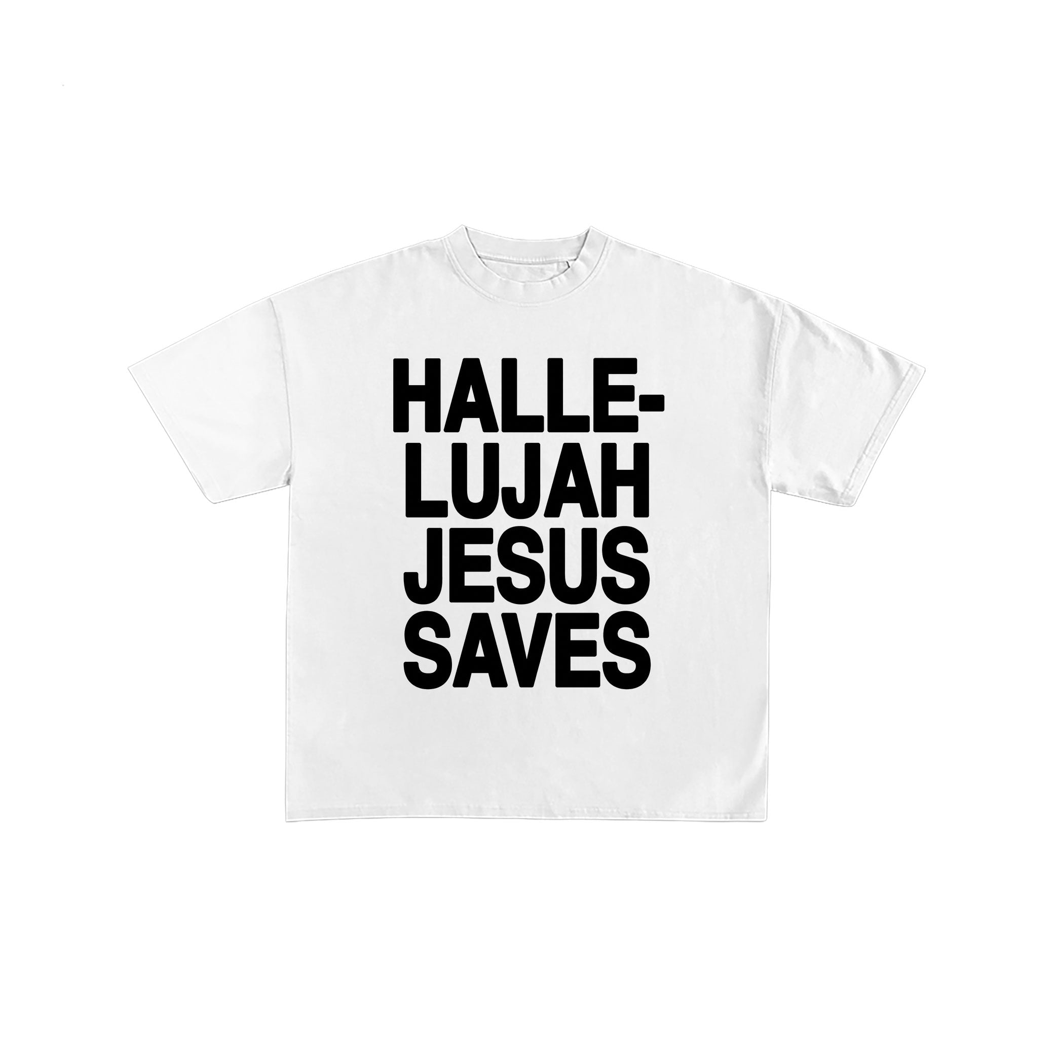 Hallelujah Jesus Saves White Graphic T-Shirt