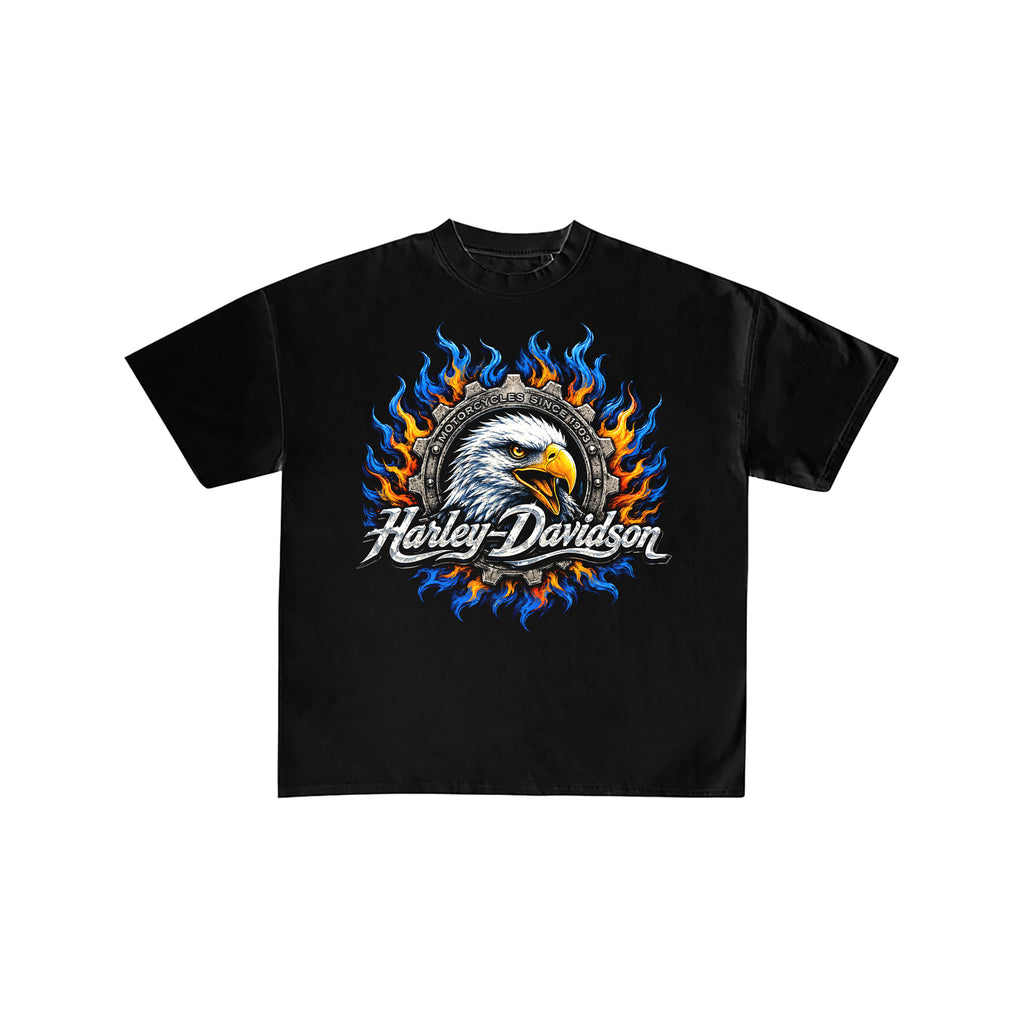 Harley Davidson Blue Flame Eagle Gear Tee