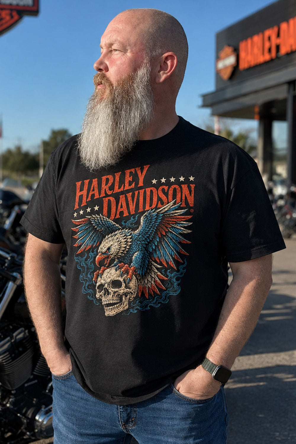 Harley Davidson Eagle Skull Vintage Tee