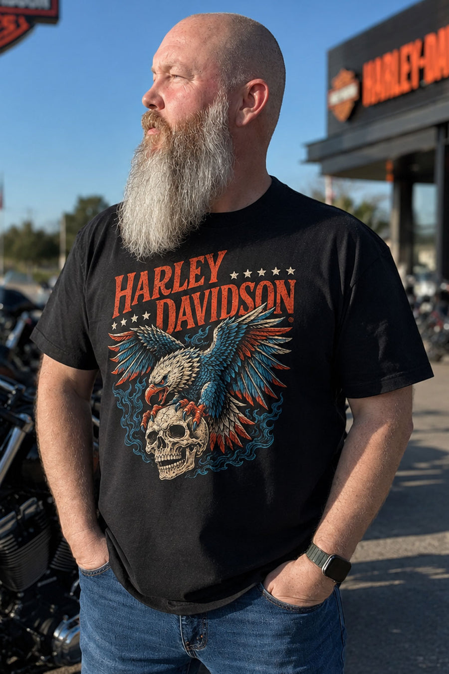 Harley Davidson Eagle Skull Vintage Tee