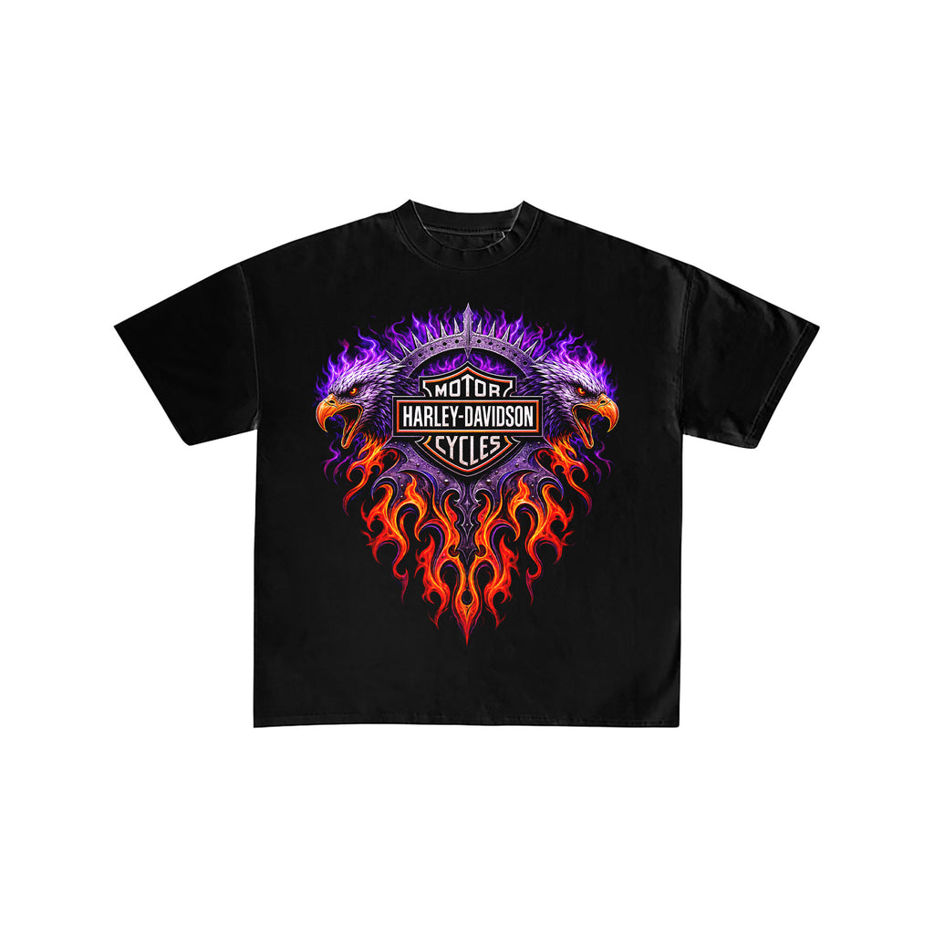 Harley Davidson Twin Purple Fire Eagle Tee