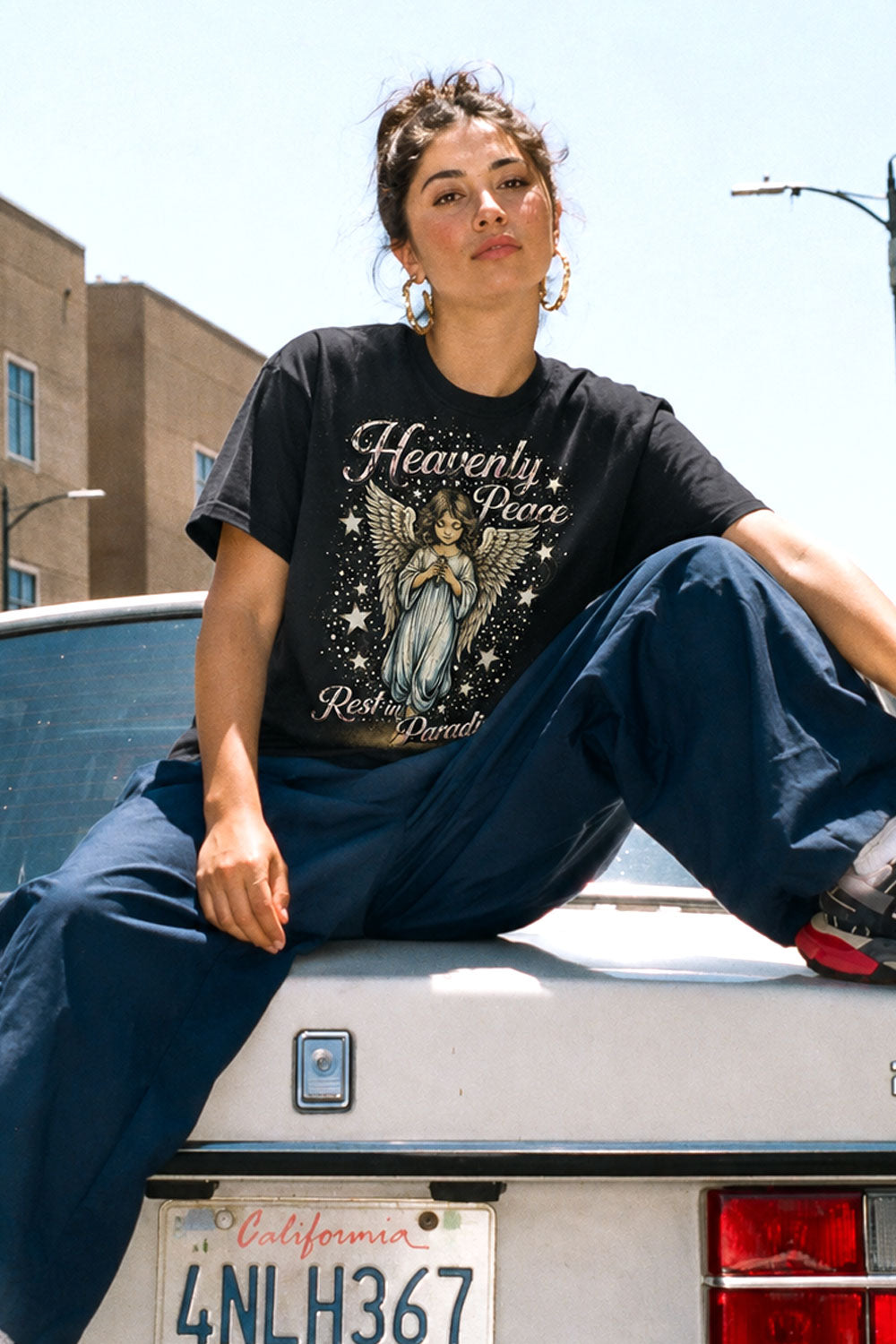Heavenly Peace Angel Rest in Paradise Graphic Tee