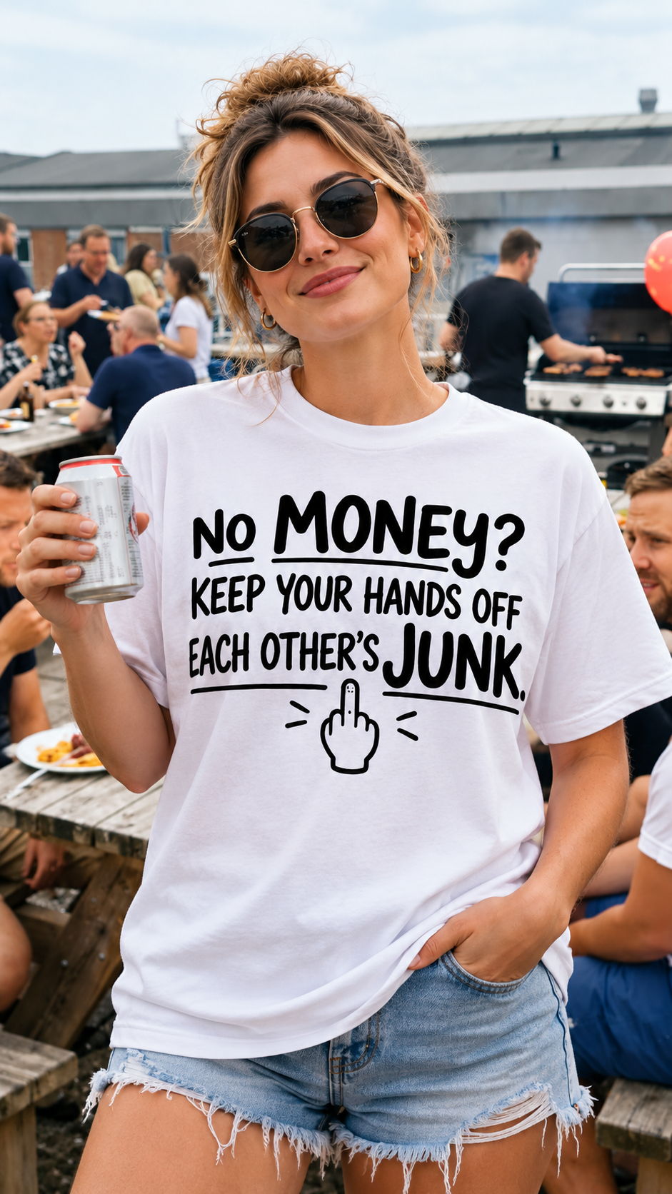 No Money? Keep Your Hands Off Each Other’s Junk Funny Graphic T-Shirt