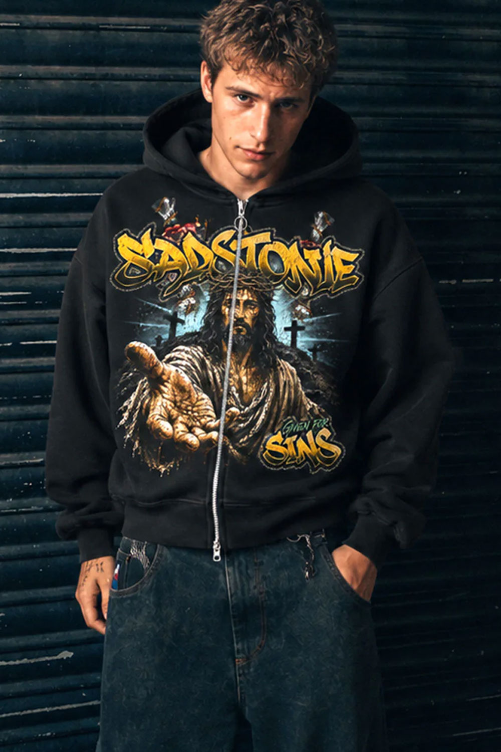 Jesus Given For Sins Black Zip Hoodie