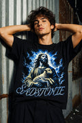 Jesus Holding Lamb Black Graphic T-Shirt