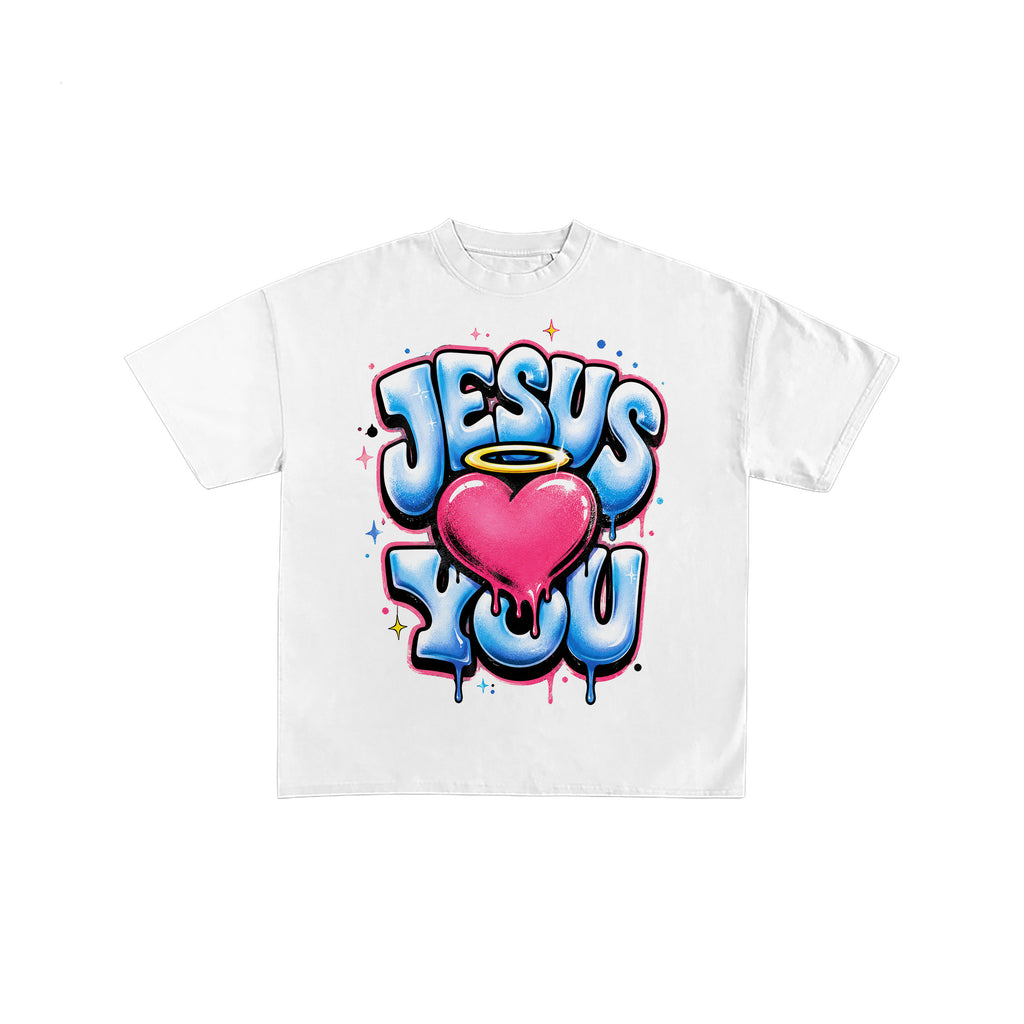 Jesus Loves You Graffiti Heart Christian Tee