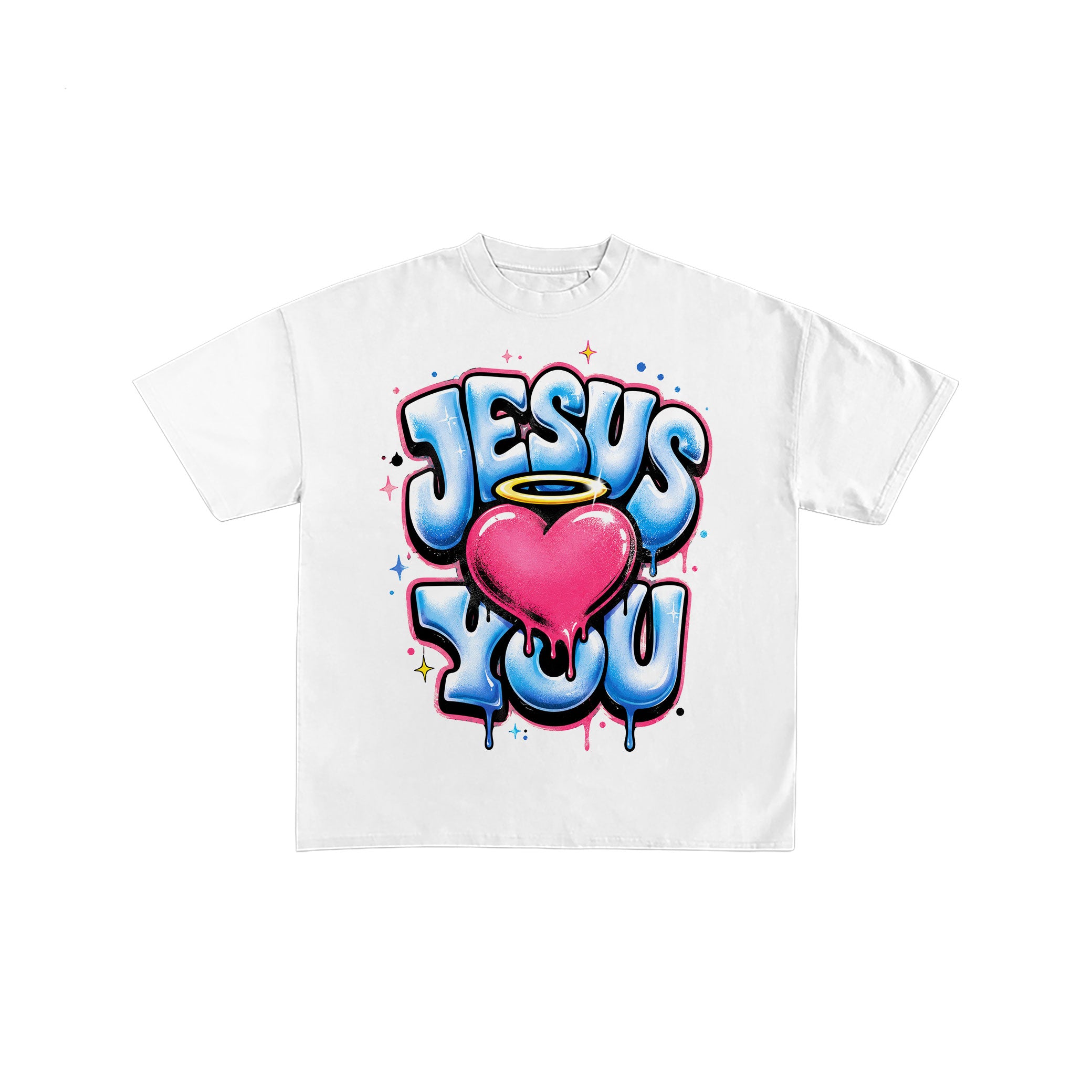 Jesus Loves You Graffiti Heart Christian Tee