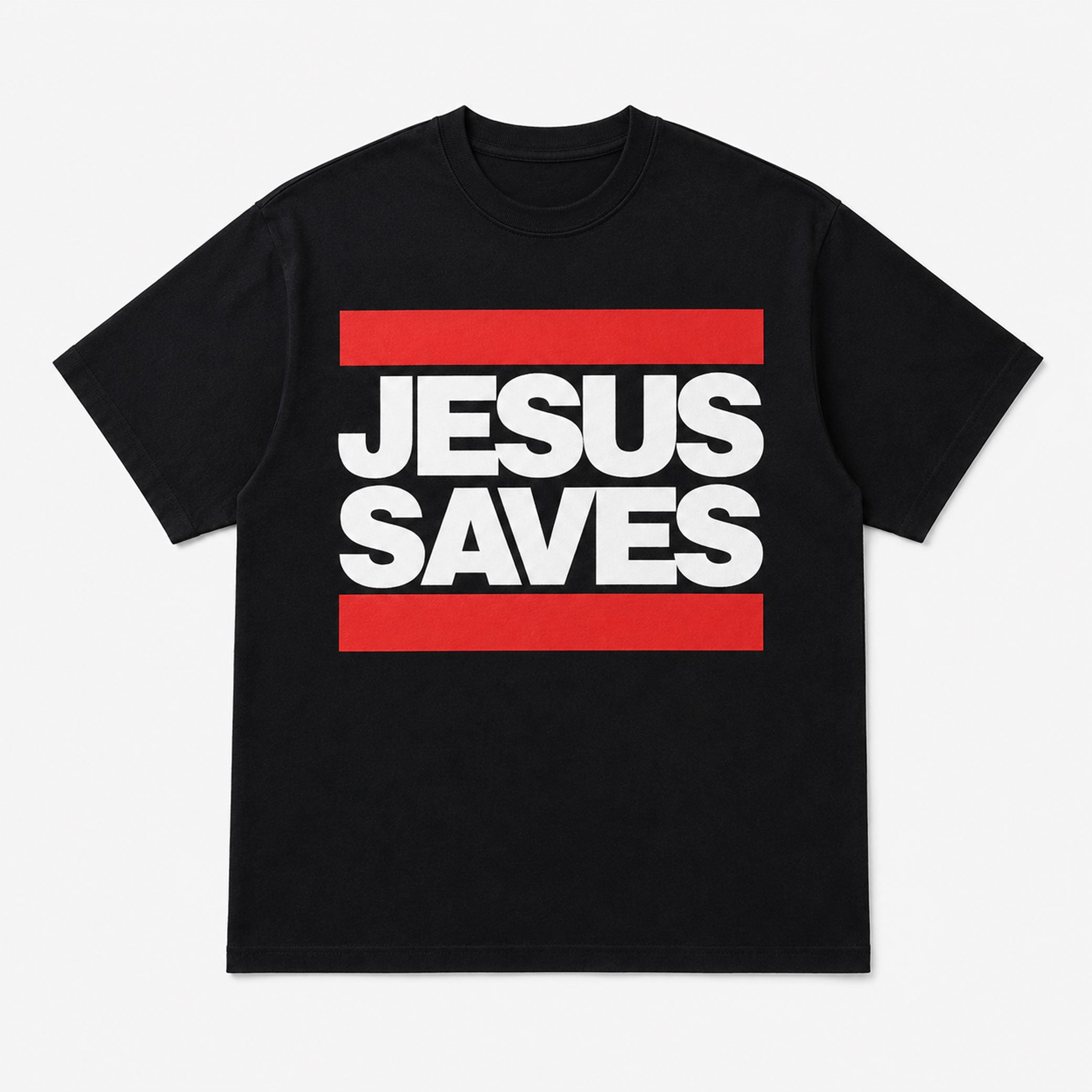 Jesus Saves Bold Red Bar Christian T-Shirt