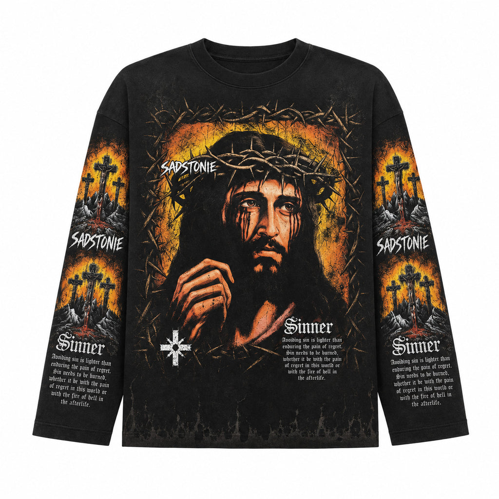 Jesus Sinner Christian Graphic Long Sleeve Shirt
