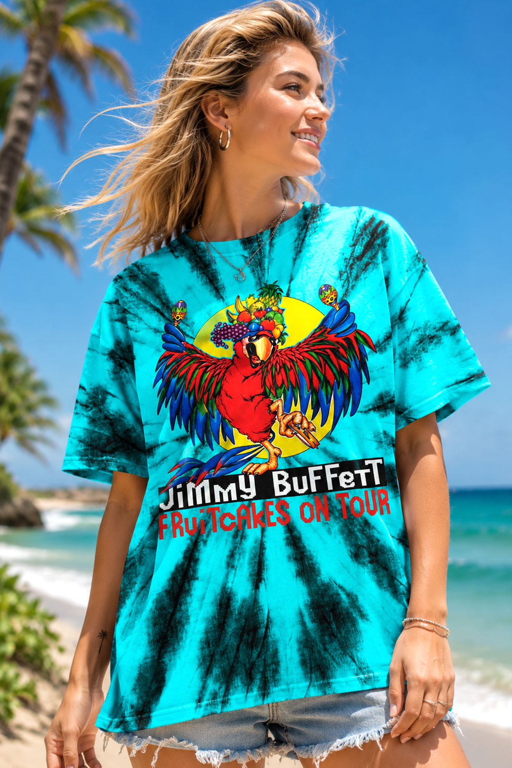 Jimmy Buffett Fruitcakes On Tour Tie Dye T-Shirt