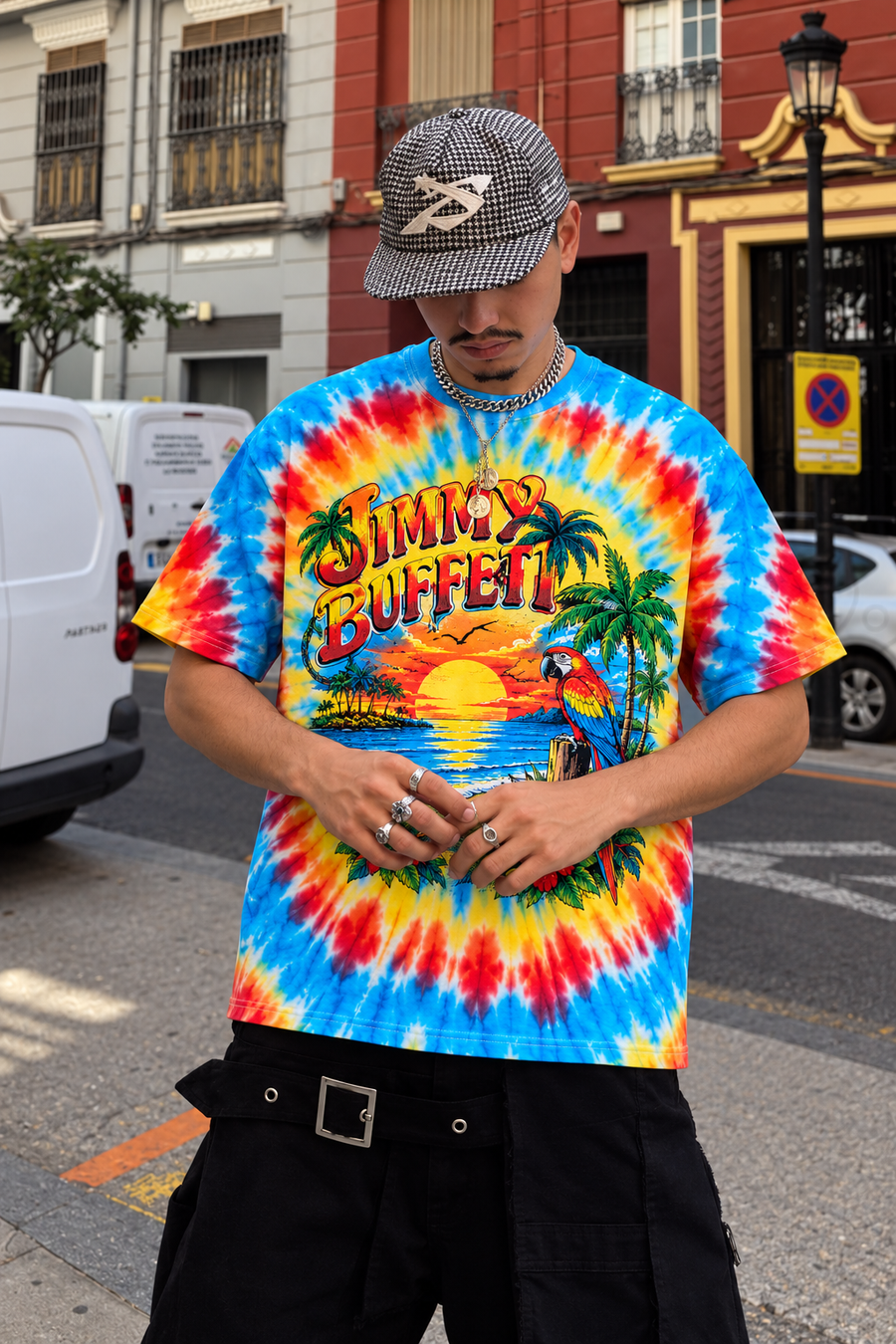 Jimmy Buffett Tropical Beach Parrot Tie Dye Shirt