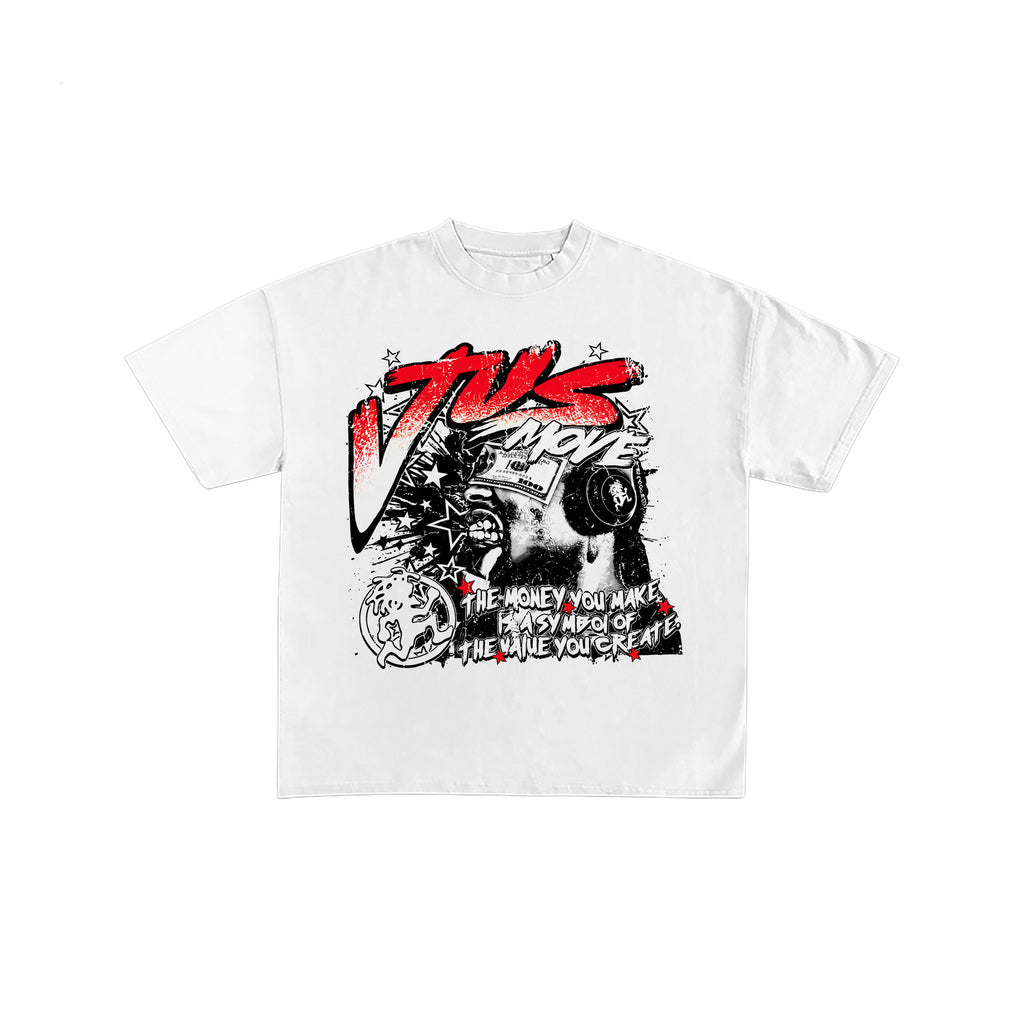 Jus Move Value Money White Graphic Tee