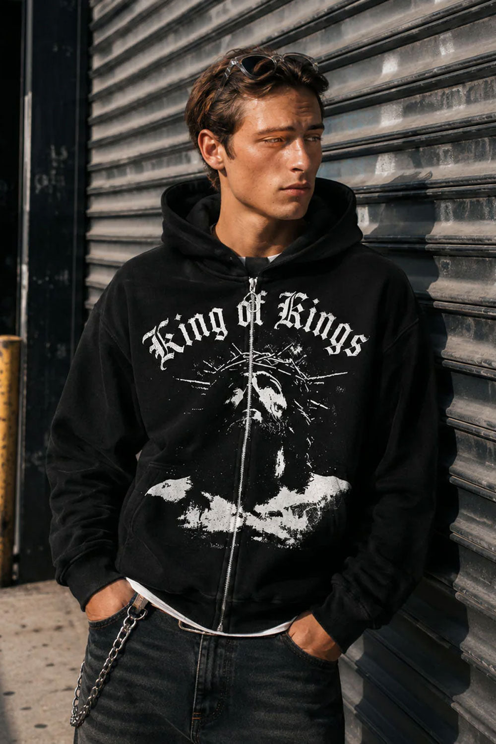 King of Kings Black Graphic Zip Hoodie