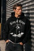 King of Kings Black Graphic Zip Hoodie