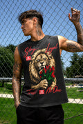 Lion Graphic Acid Wash Sleeveless Muscle Tee