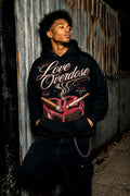 Love Overdose Heart Ashtray Graphic Black Crop Hoodie