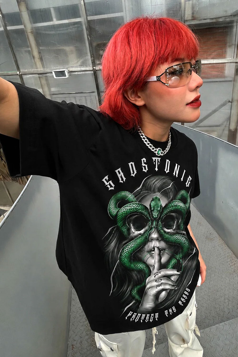 Medusa Snake Mask Gothic Graphic T-Shirt