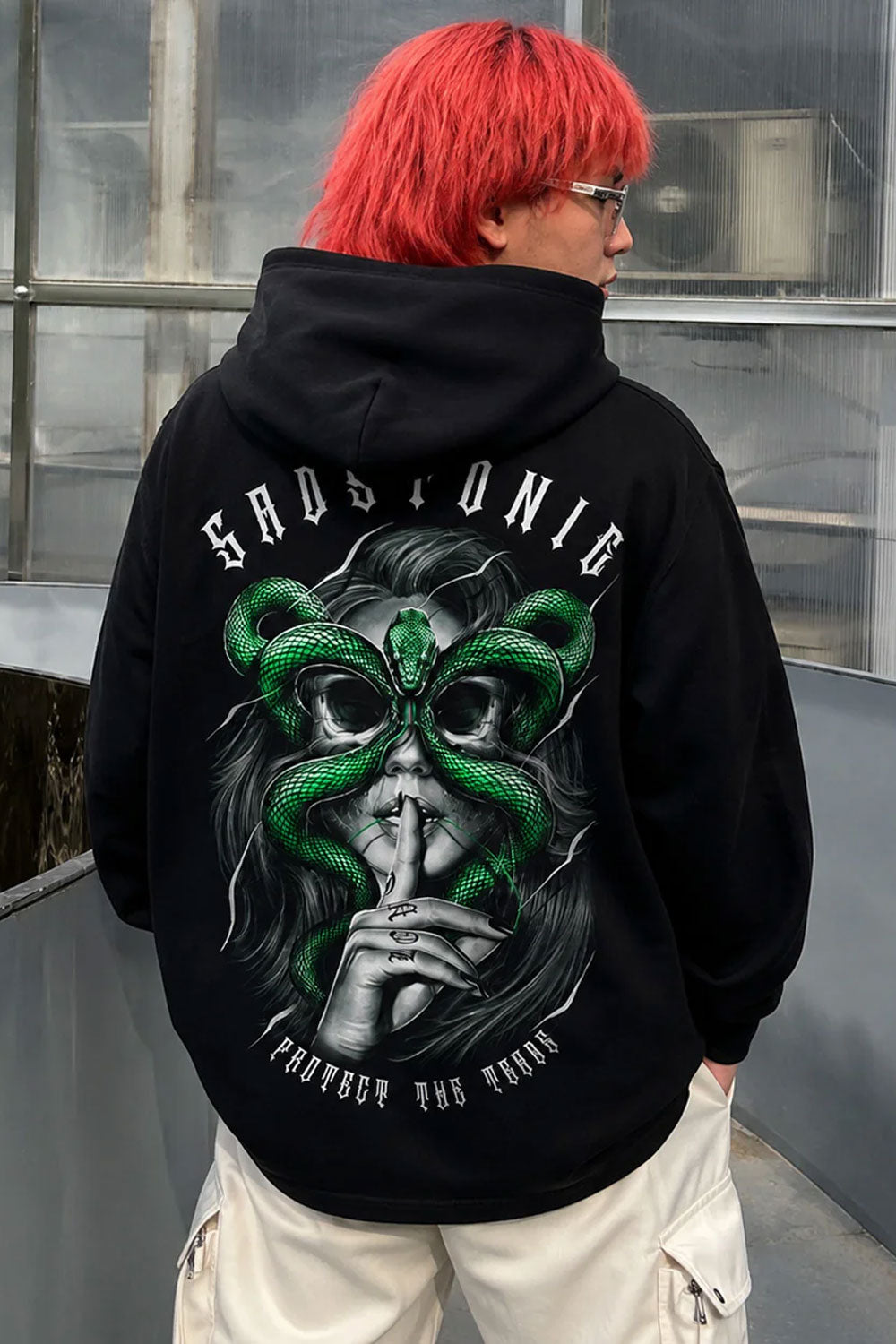 Medusa Snake Mask Graphic Oversized Hoodie