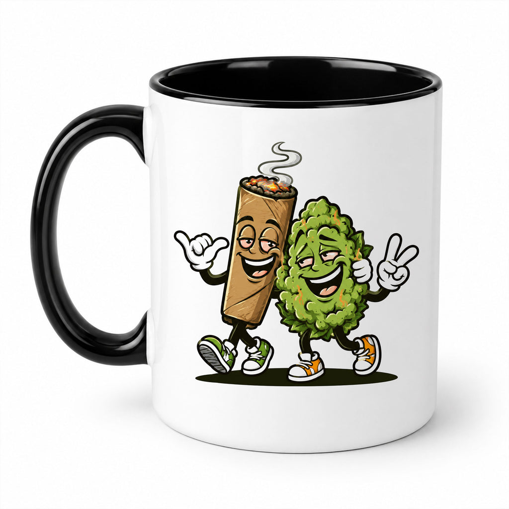 Blunt and Weed Bud Cartoon Ceramic Mug