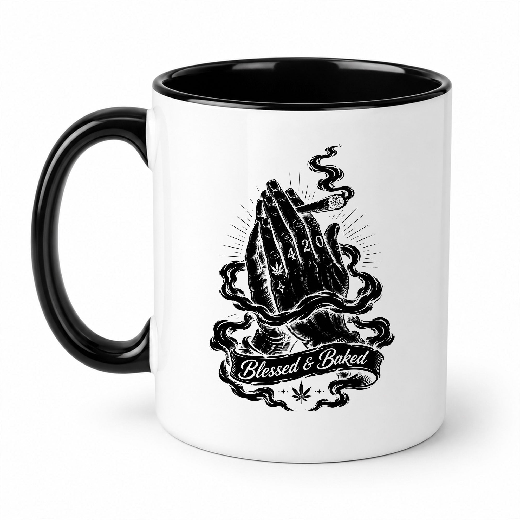 Blessed & Baked 420 Praying Hands Coffee Mug