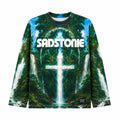Nature Waterfall Cross Graphic Long Sleeve Shirt