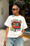 Picture Me Rollin Lips Grillz White Graphic Tee