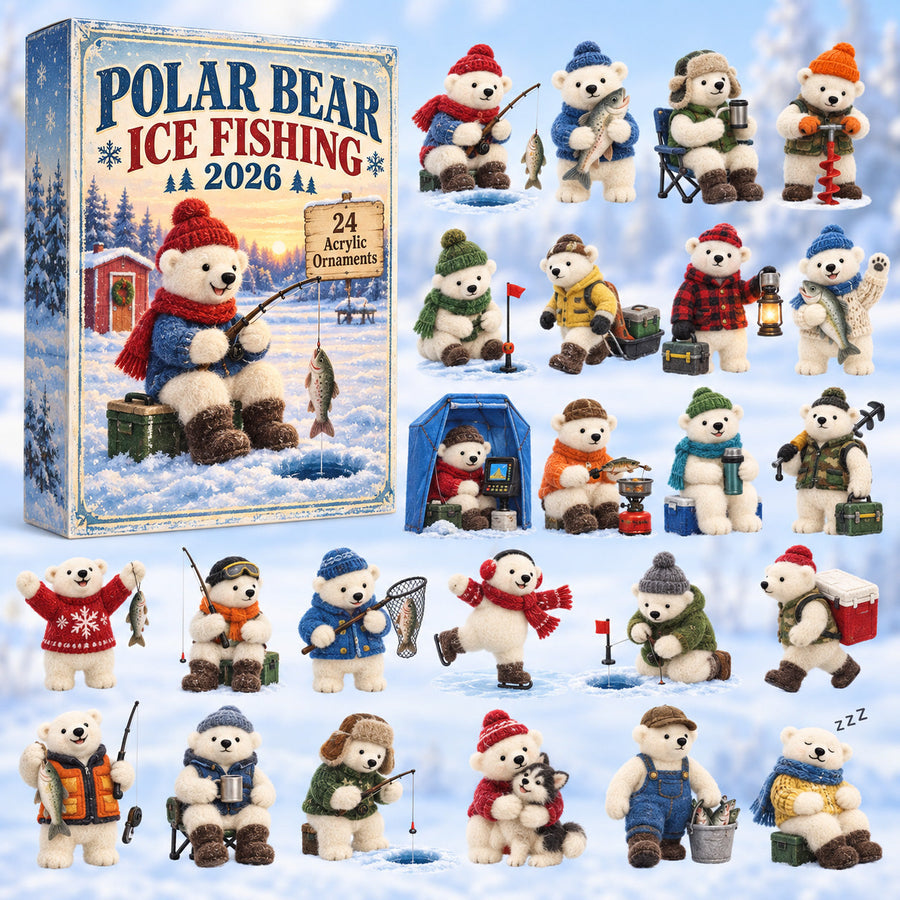 Polar Bear Ice Fishing Animal Advent Calendar 24 Day Gift