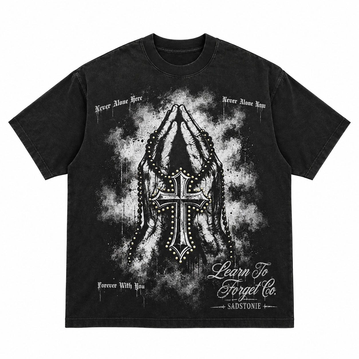Praying Hands Cross Graphic T-Shirt - Sadstonie – Sadstonie Studio