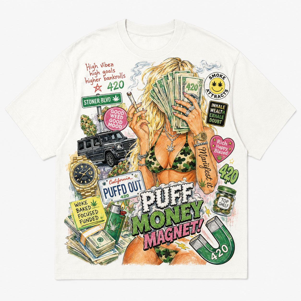 Puff Money Magnet Streetwear Graphic T-Shirt