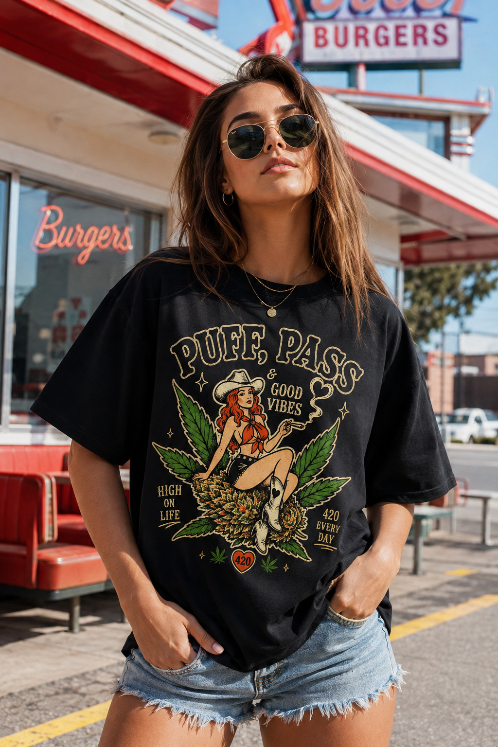 Puff Pass Good Vibes Cowgirl T-Shirt