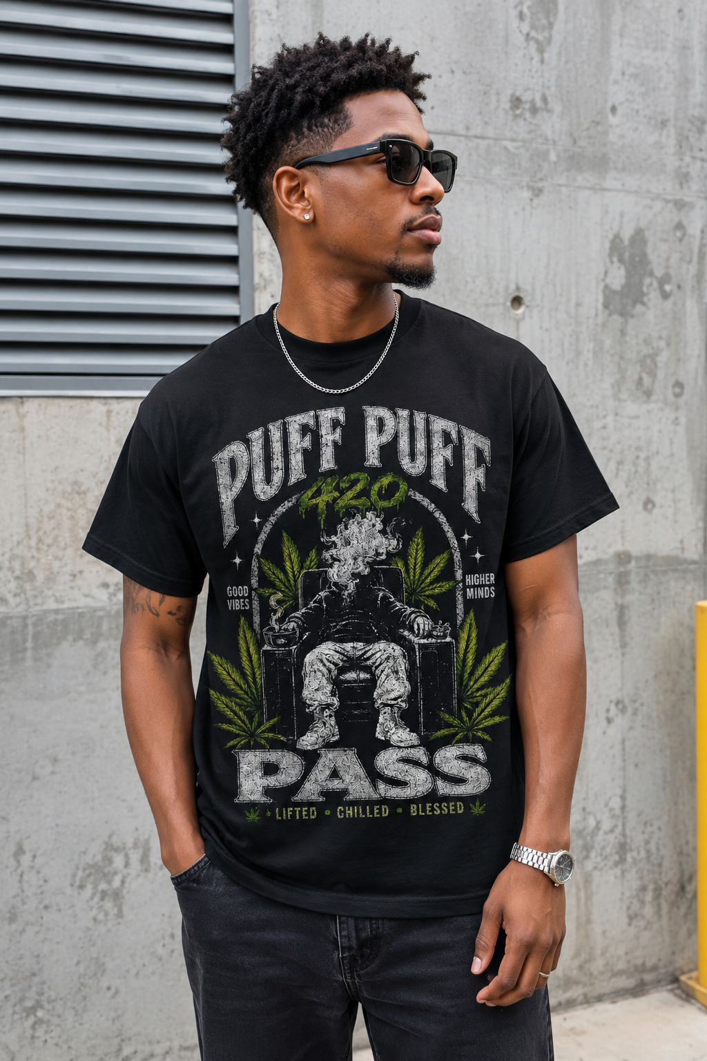 Puff Puff Pass 420 Chill Graphic T-Shirt