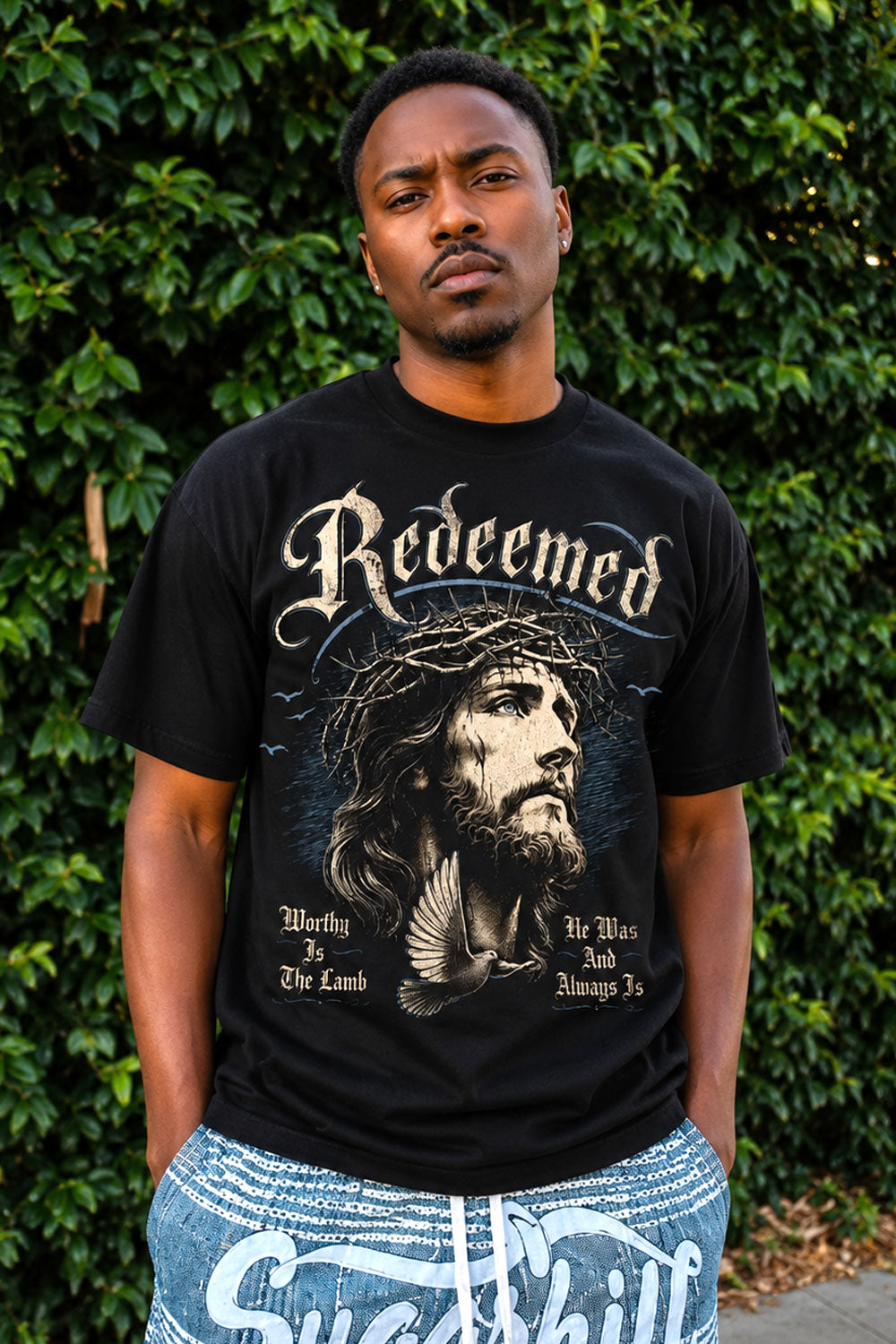 Redeemed Jesus Graphic Oversized Streetwear Tee