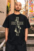 Redeemed Praying Hands Cross Graphic Black T-Shirt