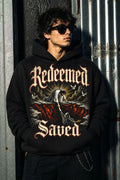 Redeemed Saved Graphic Gothic Black Crop Hoodie
