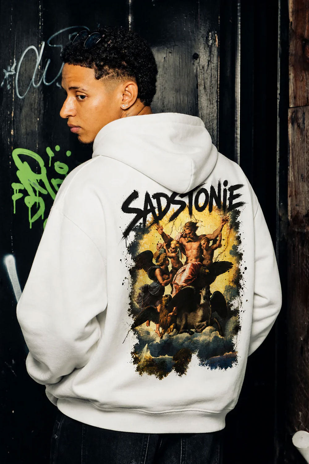 Renaissance Graphic Oversized White Hoodie