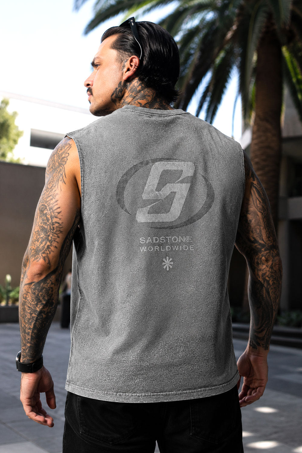 SADSTONIE Gradient Vintage Muscle Tee