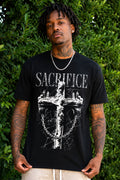 Sacrifice Gothic Cross Graphic Oversized T-Shirt