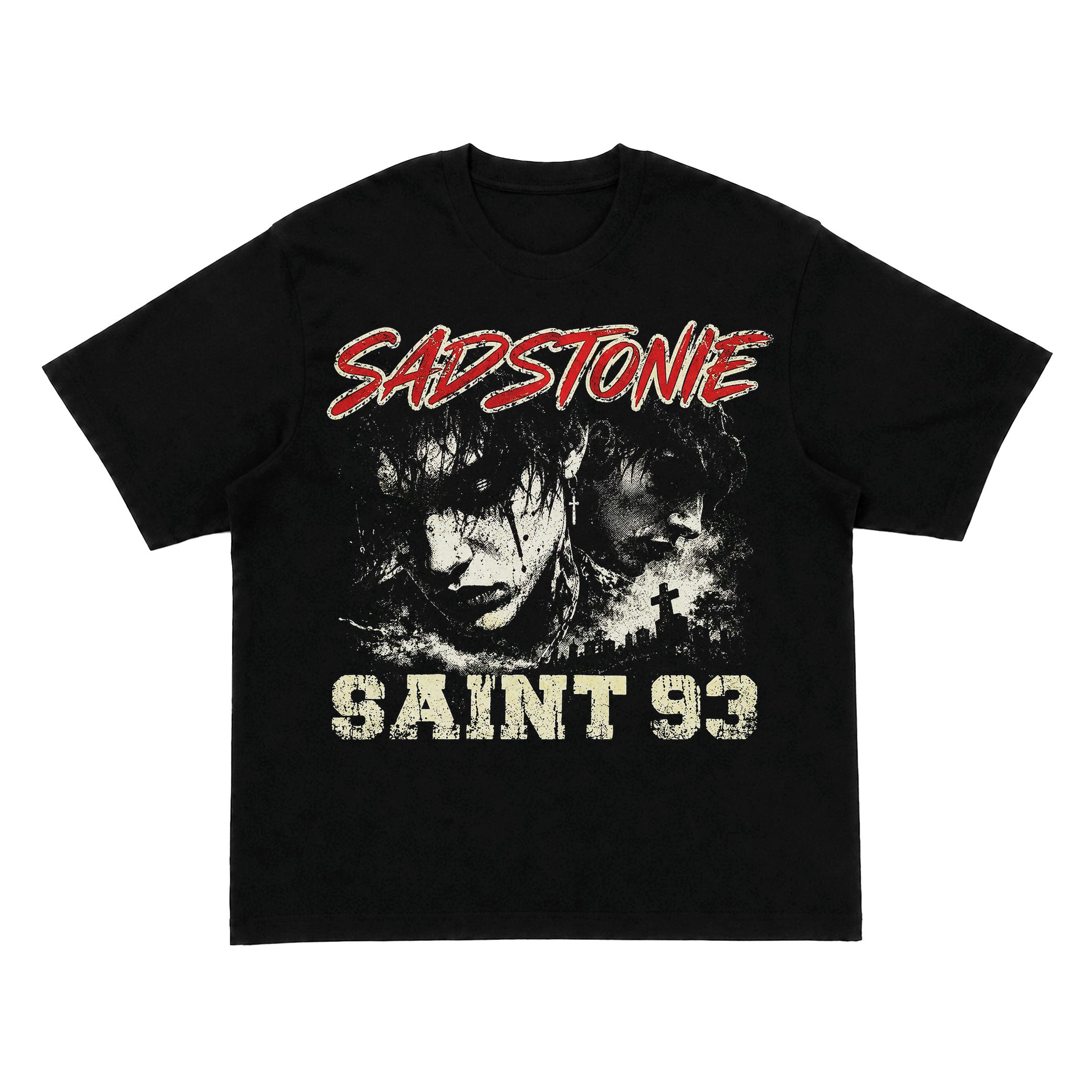 Sadstonie Saint 93 Vintage Gothic Graphic T-Shirt