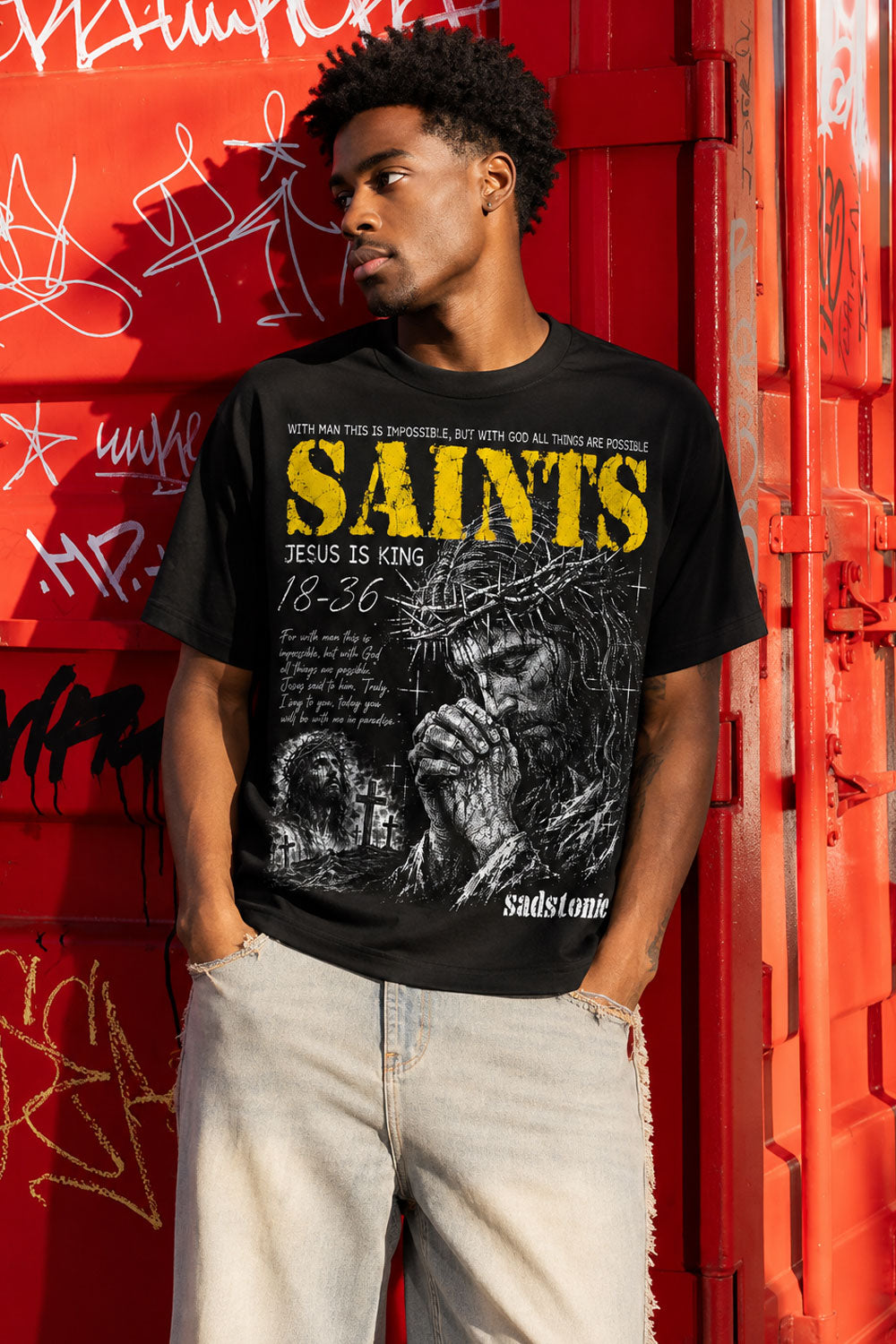 Saints Jesus Is King Crown of Thorns T-Shirt