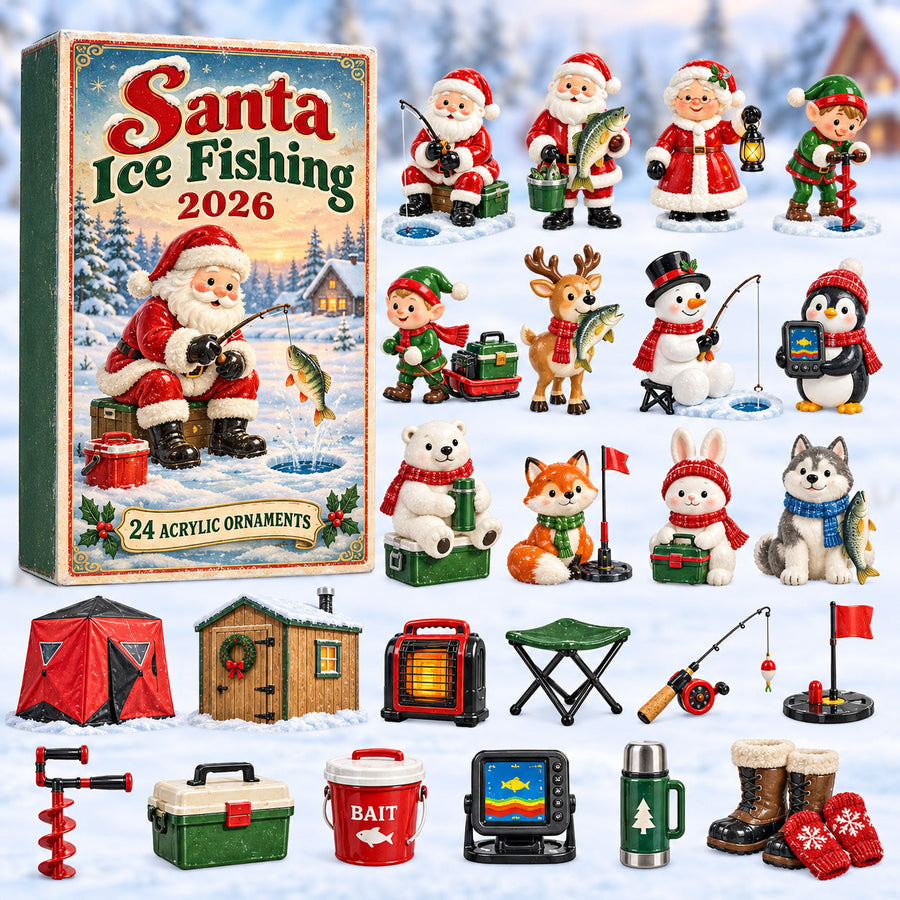 Santa Ice Fishing Christmas Advent Calendar 24 Day Gift
