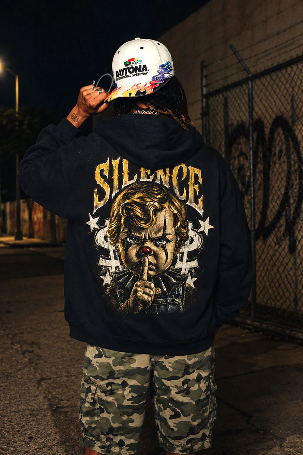 Silence Clown Boy Black Graphic Hoodie