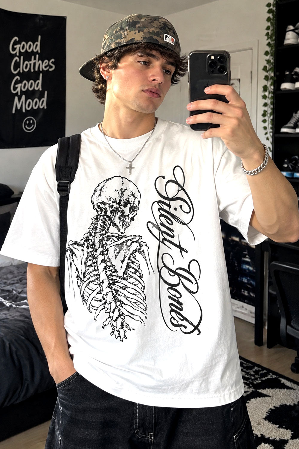 Silent Bones Skeleton Graphic T-Shirt