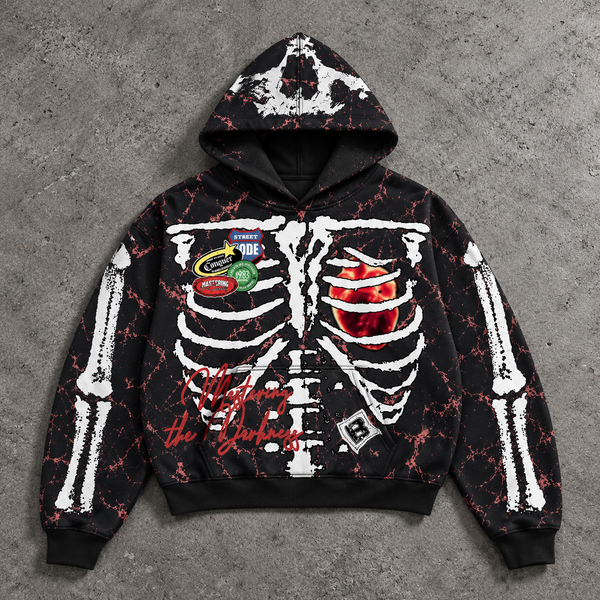 Skeleton Glowing Heart Graphic Hoodie