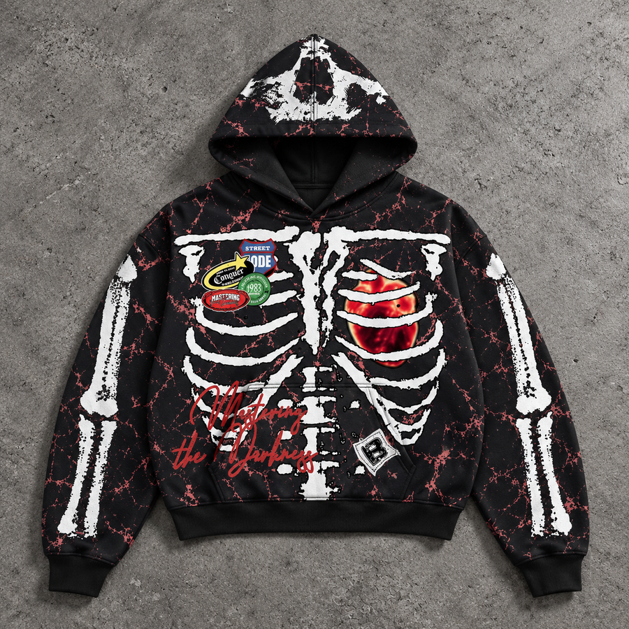 Skeleton Glowing Heart Graphic Hoodie