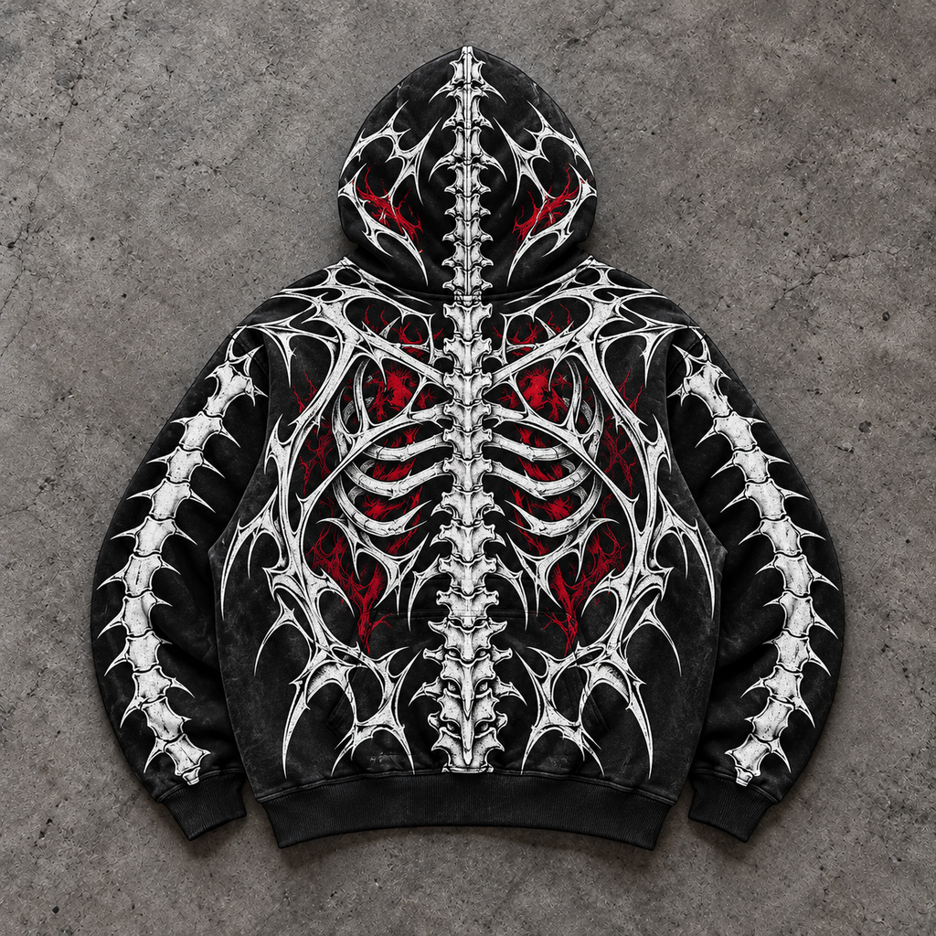 Skeleton Glowing Heart Graphic Hoodie